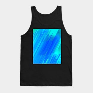 Abstract Bright Cyan Stripes on Blue Tank Top